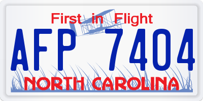 NC license plate AFP7404