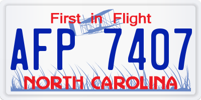 NC license plate AFP7407