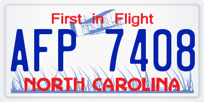 NC license plate AFP7408