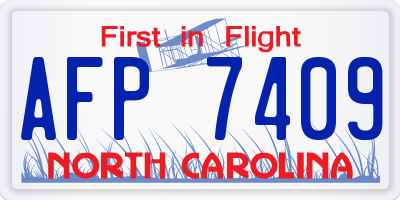 NC license plate AFP7409