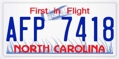 NC license plate AFP7418