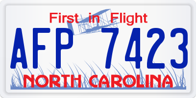 NC license plate AFP7423