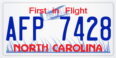 NC license plate AFP7428