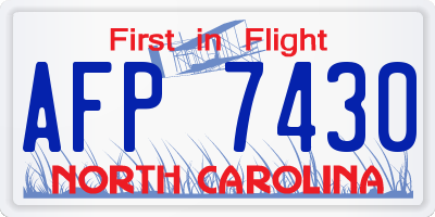 NC license plate AFP7430