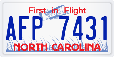 NC license plate AFP7431