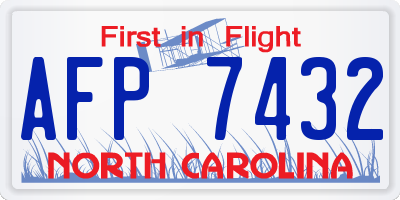 NC license plate AFP7432