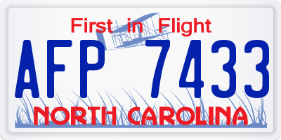 NC license plate AFP7433