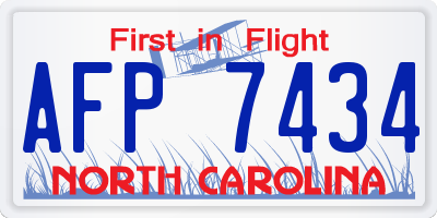 NC license plate AFP7434