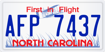 NC license plate AFP7437