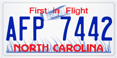 NC license plate AFP7442