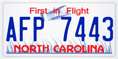 NC license plate AFP7443