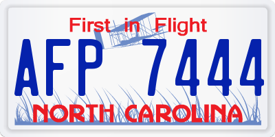 NC license plate AFP7444