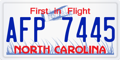 NC license plate AFP7445