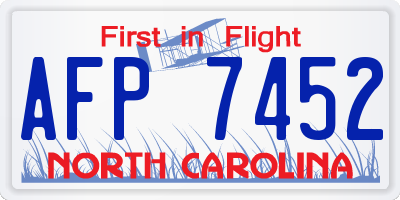 NC license plate AFP7452