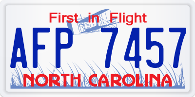 NC license plate AFP7457