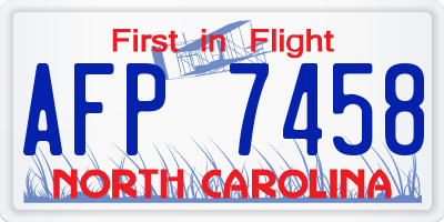 NC license plate AFP7458