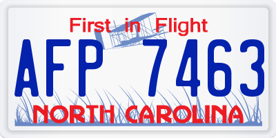 NC license plate AFP7463