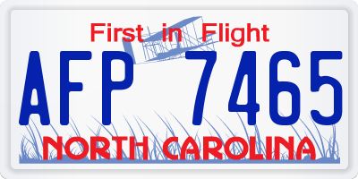 NC license plate AFP7465