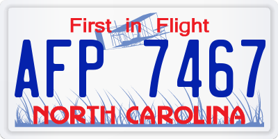 NC license plate AFP7467