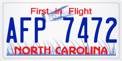 NC license plate AFP7472