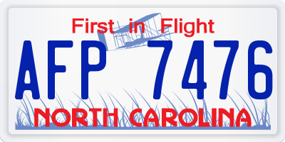 NC license plate AFP7476