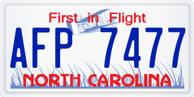 NC license plate AFP7477