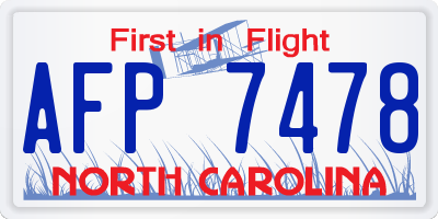 NC license plate AFP7478