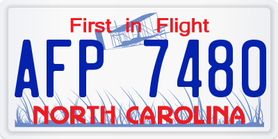 NC license plate AFP7480