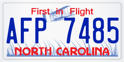 NC license plate AFP7485