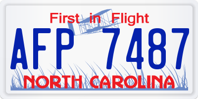 NC license plate AFP7487