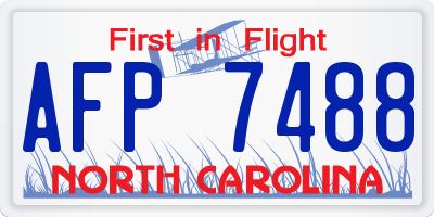 NC license plate AFP7488