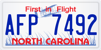 NC license plate AFP7492