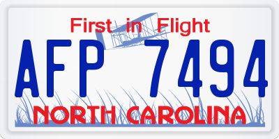 NC license plate AFP7494