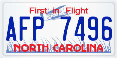 NC license plate AFP7496