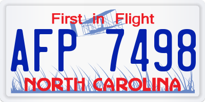 NC license plate AFP7498