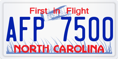 NC license plate AFP7500