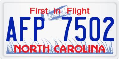 NC license plate AFP7502