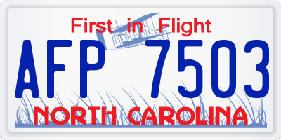 NC license plate AFP7503