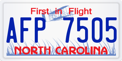 NC license plate AFP7505