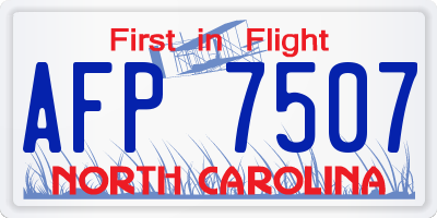 NC license plate AFP7507