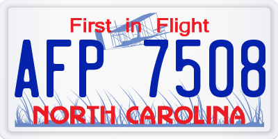NC license plate AFP7508