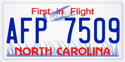 NC license plate AFP7509