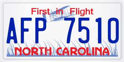NC license plate AFP7510