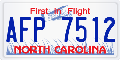 NC license plate AFP7512
