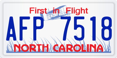 NC license plate AFP7518