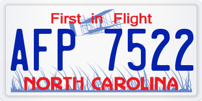 NC license plate AFP7522