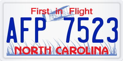NC license plate AFP7523