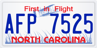 NC license plate AFP7525