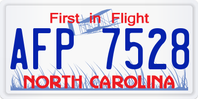 NC license plate AFP7528