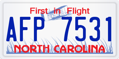 NC license plate AFP7531